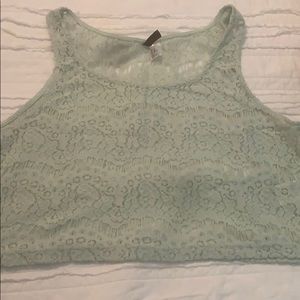 Mint lace crop top
